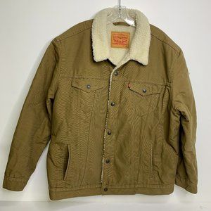 Levi Strauss Men's 3XL Dark Khaki / Faux Fur Coat